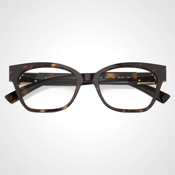 New VERSACE Eyeglasses Brown Cat Eye 53-18-140mm Gold Medusa Versace